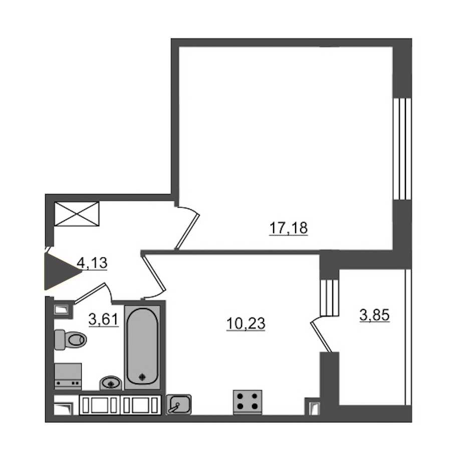 Однокомнатная квартира в : площадь 34.3 м2 , этаж: 14 – купить в Санкт-Петербурге